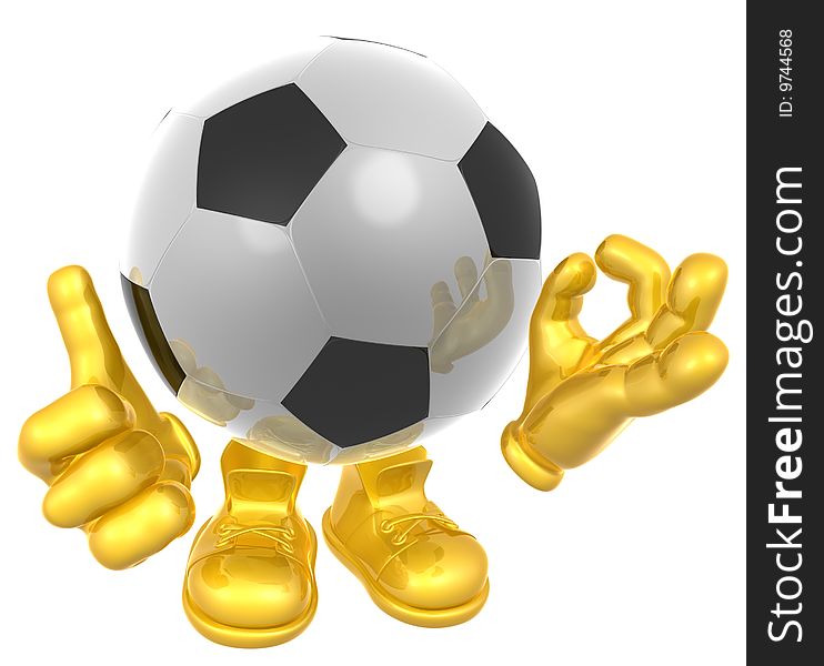 Soccer ball mascot 3d illustration