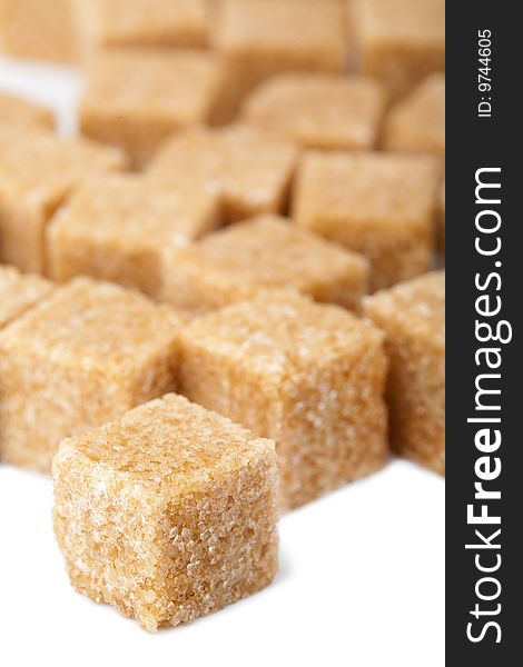 Cane sugar cubes isolated