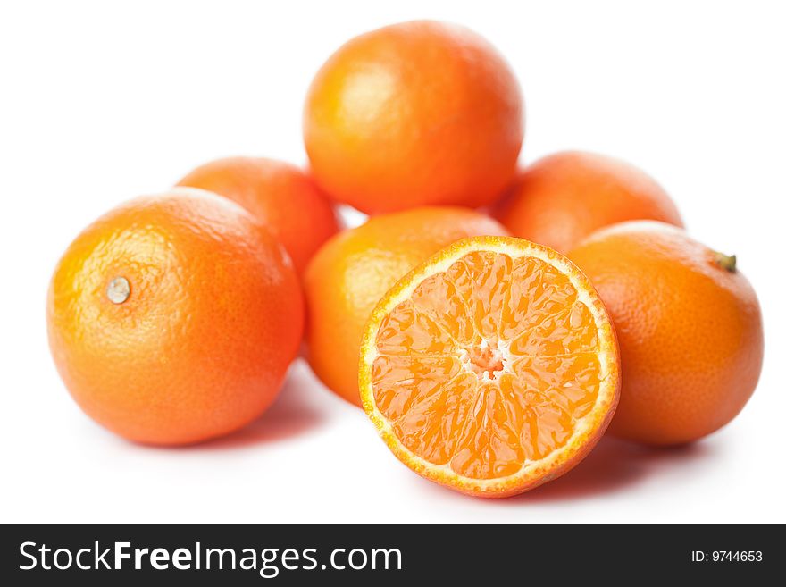 Ripe mandarins isolated over white