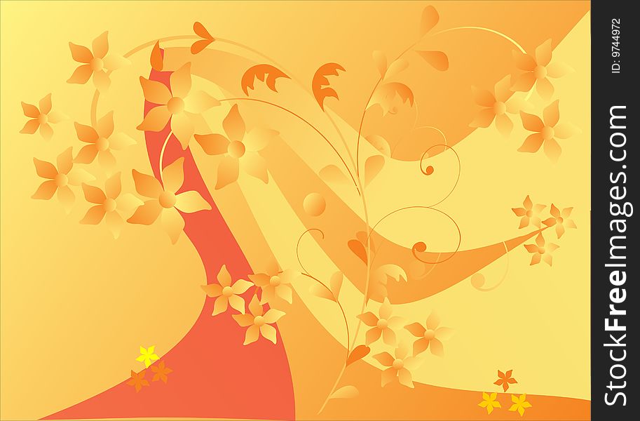 Illustration with yellow flower background. Illustration with yellow flower background