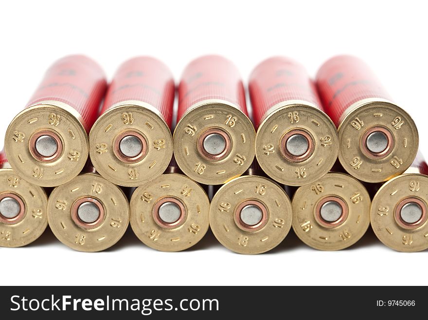 Shotgun cartridges isolated over white