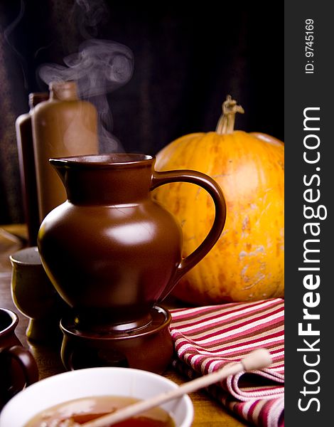 Traditional hot wine with honey and spices. Traditional hot wine with honey and spices