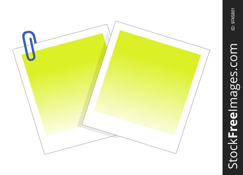 Post-It Note and Clip. Isolated on White with Clipping Path