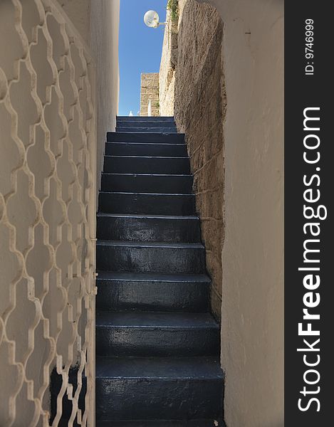 Staircase between houses in the old town of Jaffa. Staircase between houses in the old town of Jaffa