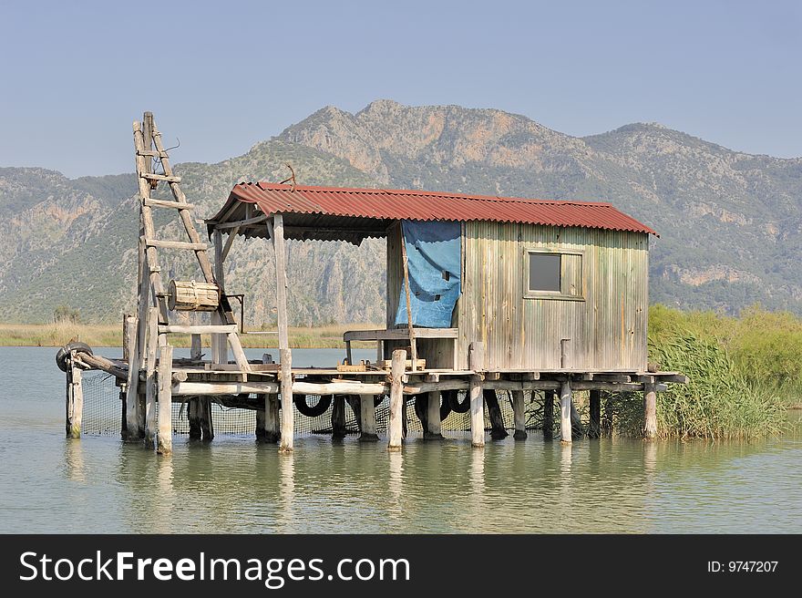 Wooden Fishermen S Hut On Stilts