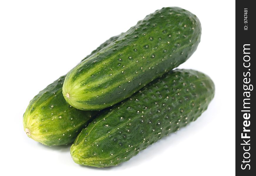 Fresh Cucumbers on white background