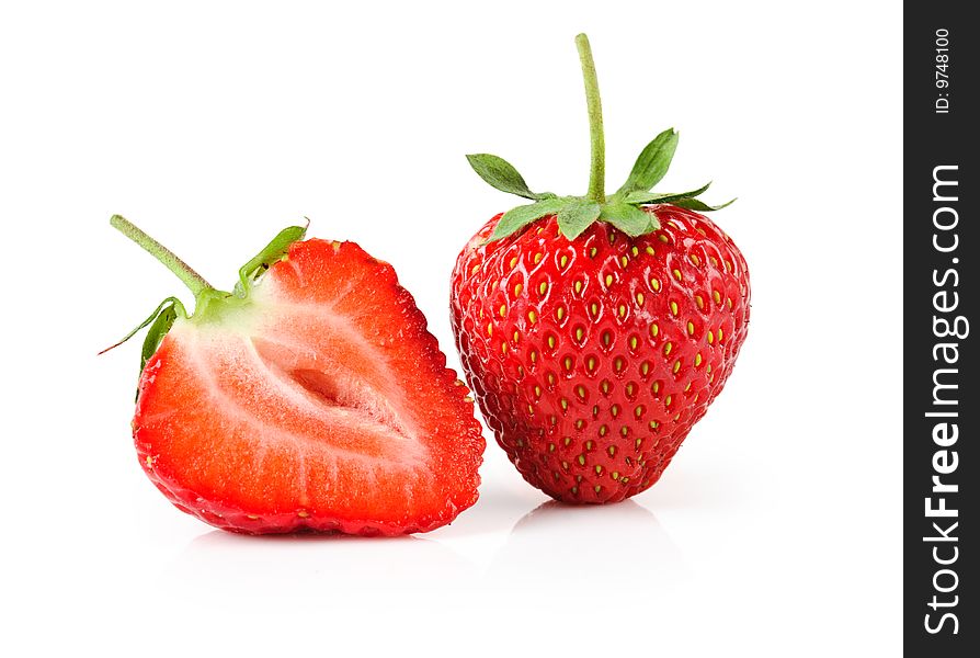 Fresh and tasty strawberries  on white background