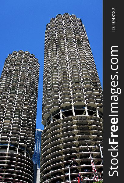 Downtown Chicago cityscape in the summertime. Downtown Chicago cityscape in the summertime