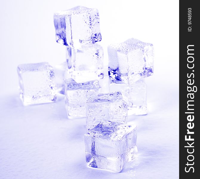 Stack of ice cubes close up