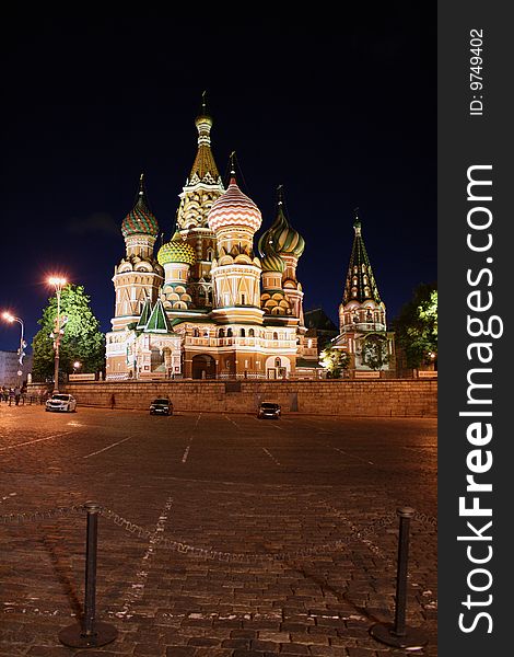 Moscow cathedral at night