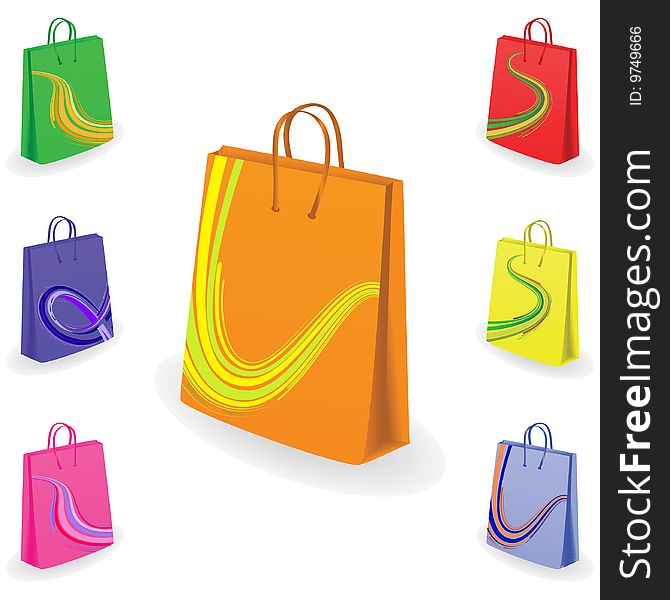 Collection of shopping bags. Vector illustration