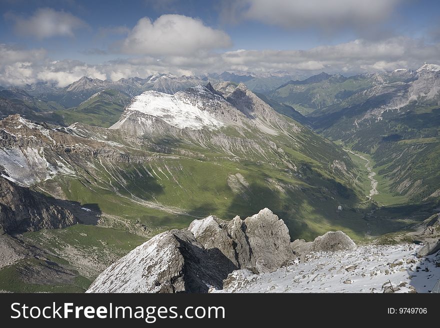 Looking out across the Austrian Alps from the summit of Valluga. Looking out across the Austrian Alps from the summit of Valluga.