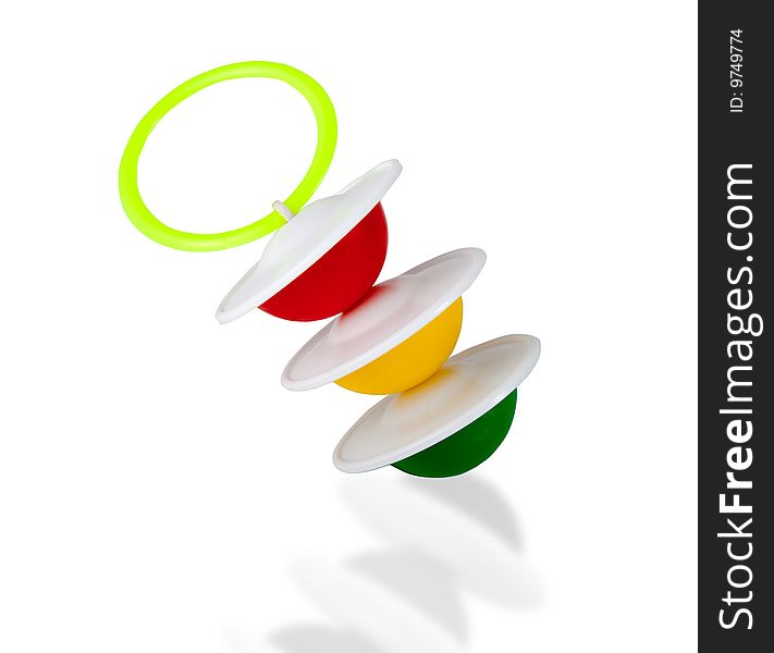 Colored rattle isolated over a white background