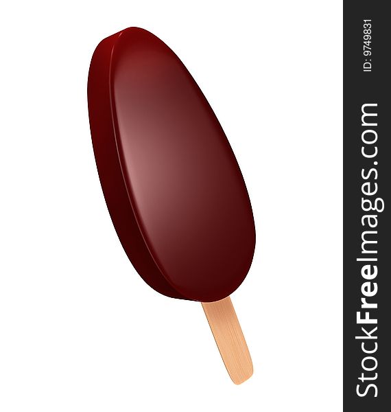 Chocolate ice cream on white background