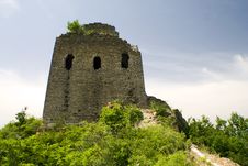Watchtower Of The Great Wall On Top Of A Hill Royalty Free Stock Image