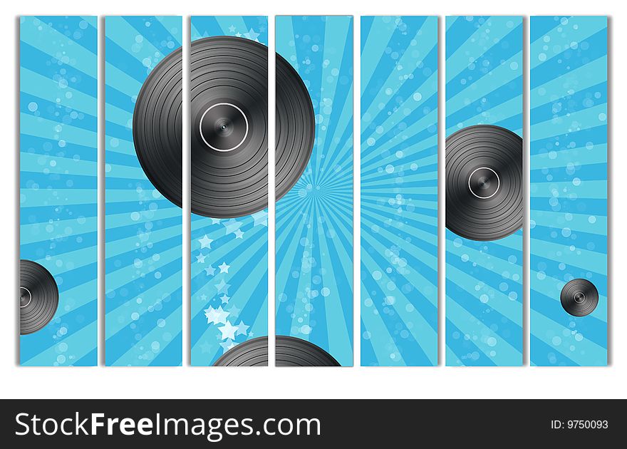 Vinyls on blue background illustration. Vinyls on blue background illustration