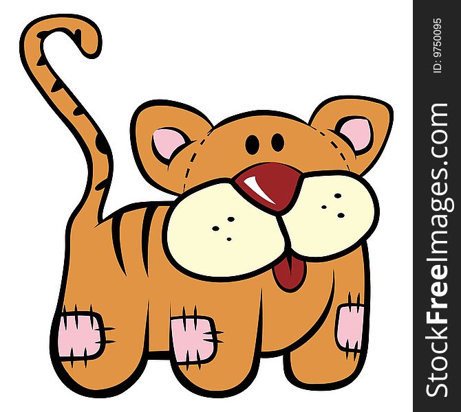 Cartoon illustration of a plush kitten toy