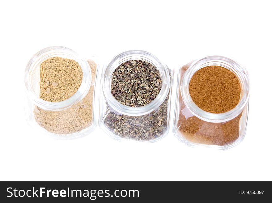 Dried spices isolated on white