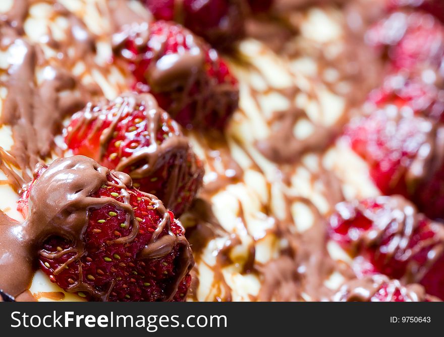 Close up of delicious looking strawberry fruit cake. Close up of delicious looking strawberry fruit cake