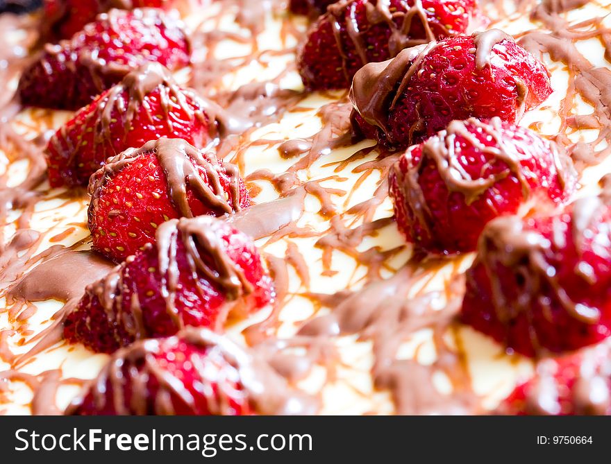 Close up of delicious looking strawberry fruit cake. Close up of delicious looking strawberry fruit cake