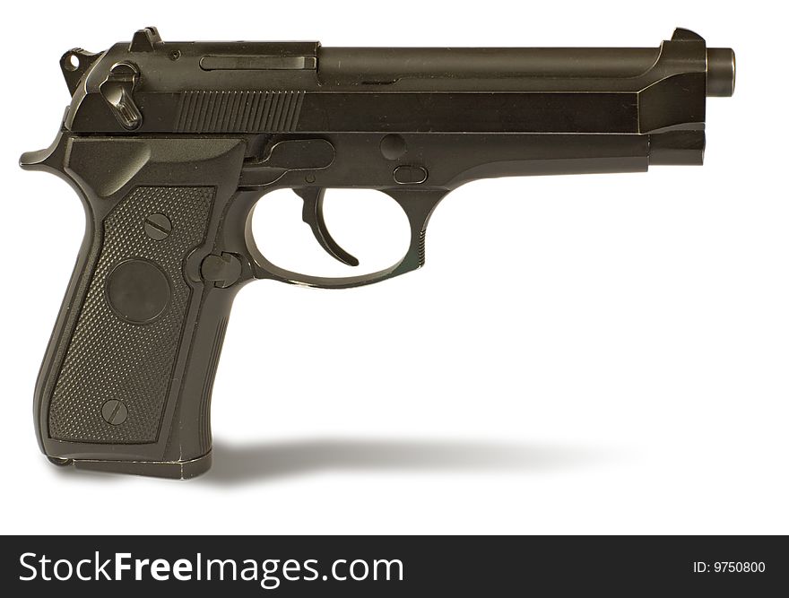 Semi-autos gun isolated on white. clipping path inside