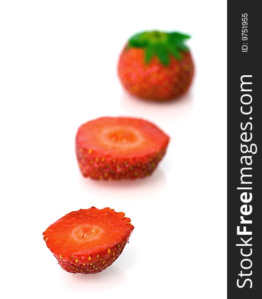 Three part of a strawberry on white background. Three part of a strawberry on white background.