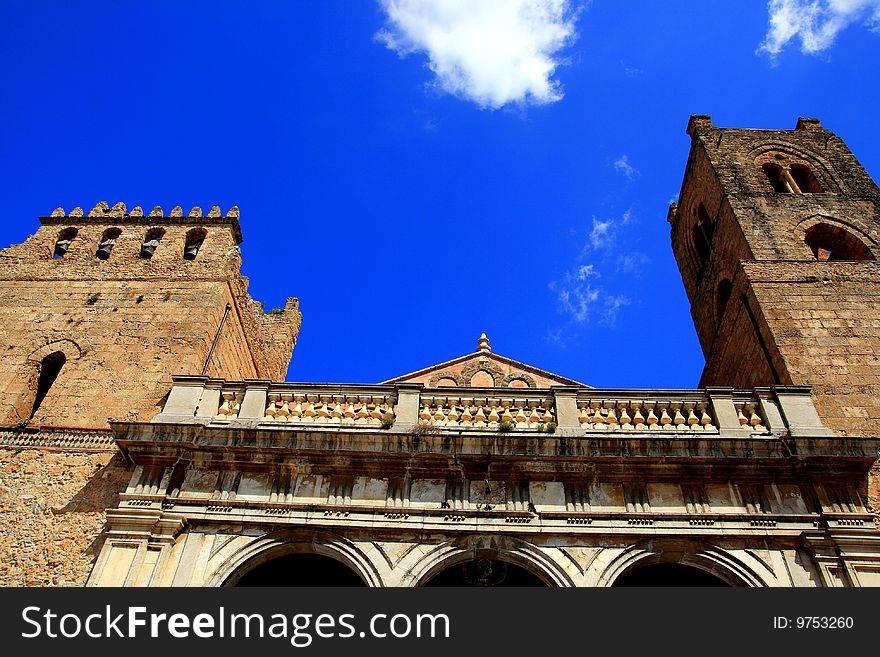 Monreale norman cathedral on bliue sky, Sicily