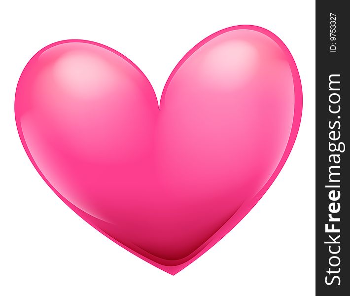 A pink heart isolate on the white background