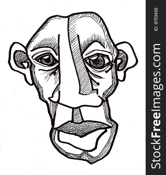 Hand drawn illustration of an urban style face.  . Hand drawn illustration of an urban style face.