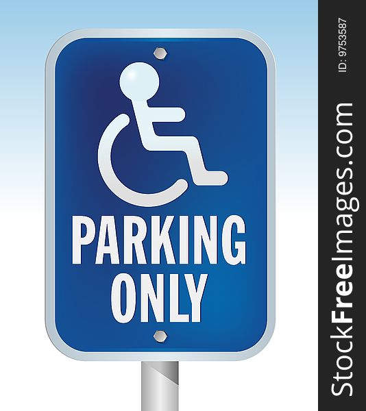 Stylish 3D illustration of disabled parking sign. Easy-edit file.