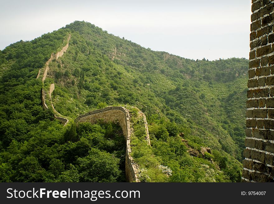 Unrestored section of the great wall in hebei province. Unrestored section of the great wall in hebei province