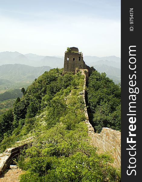 Great Wall On Top Of A Hill