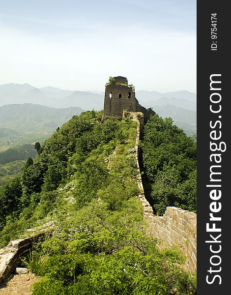 Unrestored section of the great wall in hebei province. Unrestored section of the great wall in hebei province