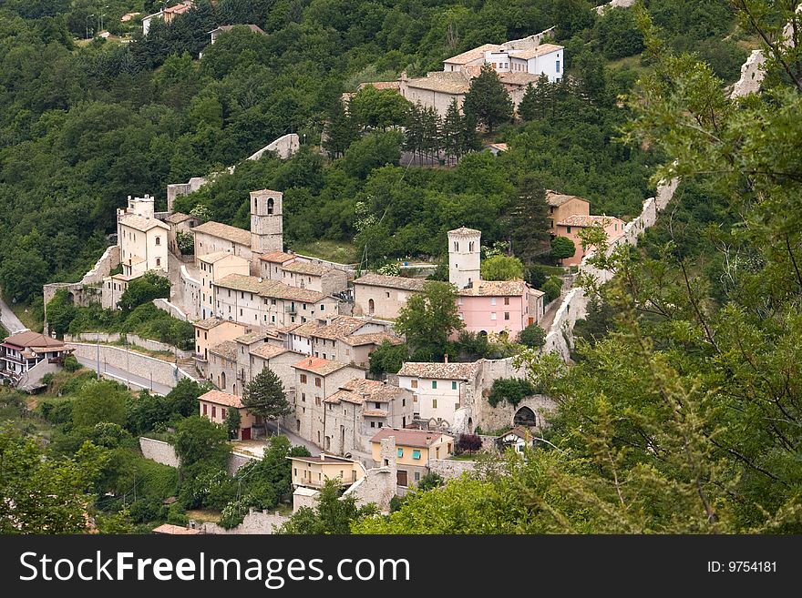 A mountain village in the wood, italy