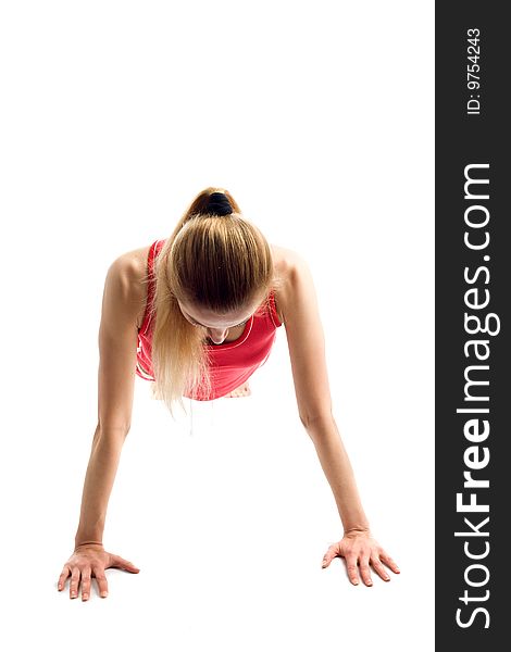 Blond Girl Doing Gymnastic Exercises