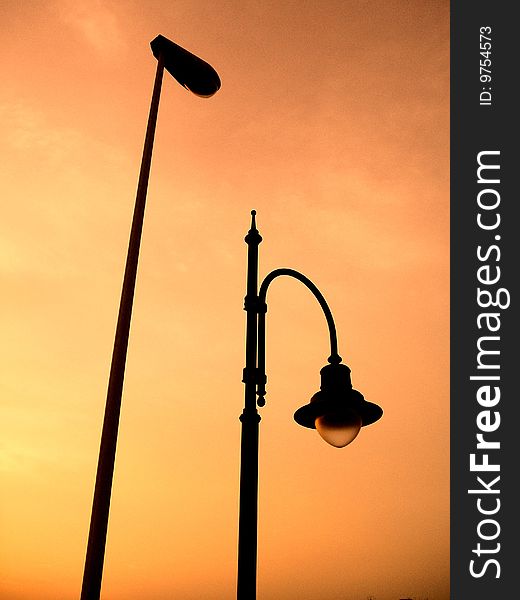 Streetlamp In The Orange Sky