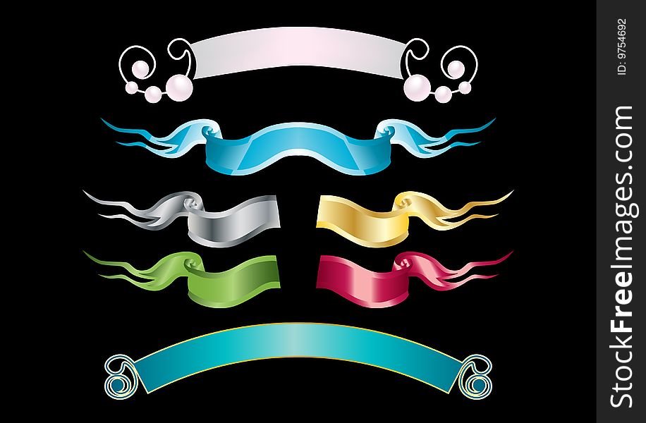 A set of banners and ribbons of different colors. A set of banners and ribbons of different colors