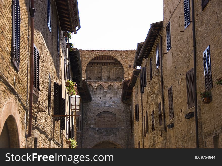 Ancient houses in the city of Volterra, Tuscany