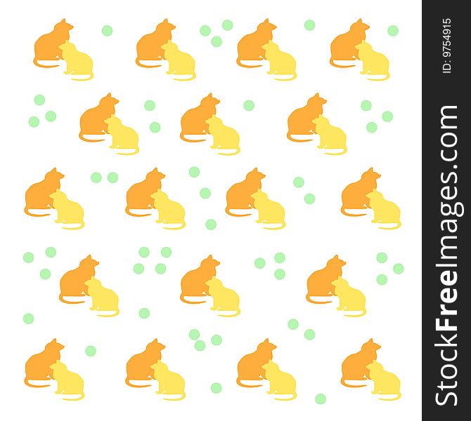 Orange and yellow cats pattern on solid background illustration. Orange and yellow cats pattern on solid background illustration