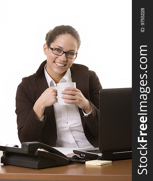 Young Business Woman Having Coffee