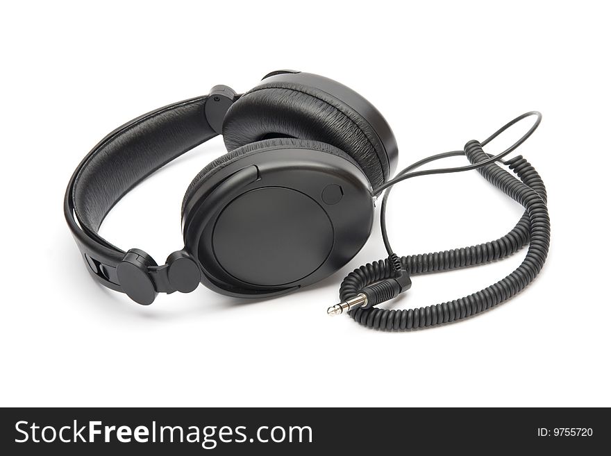 Headphones on white background - equipment for sound engineer