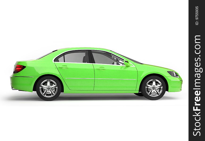 Green sport car side view