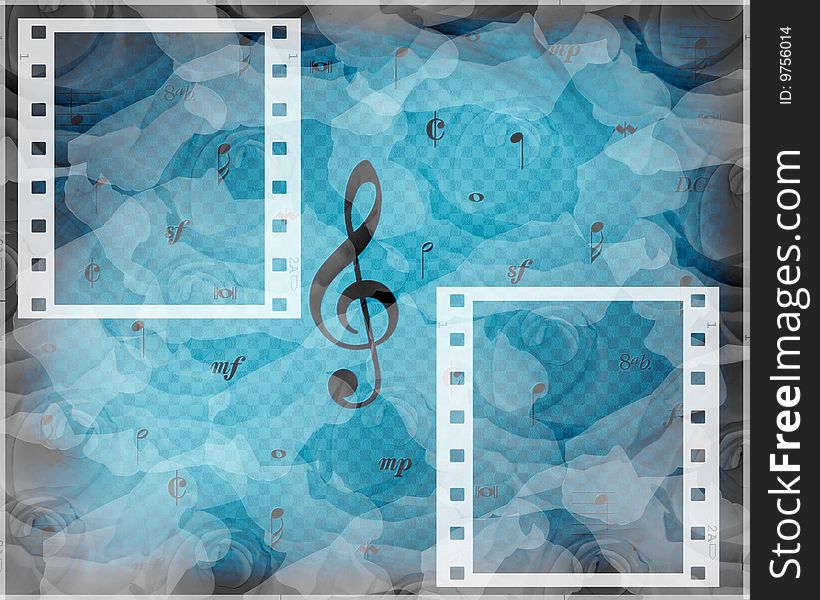 A beautiful background in blue for card with notes. A beautiful background in blue for card with notes
