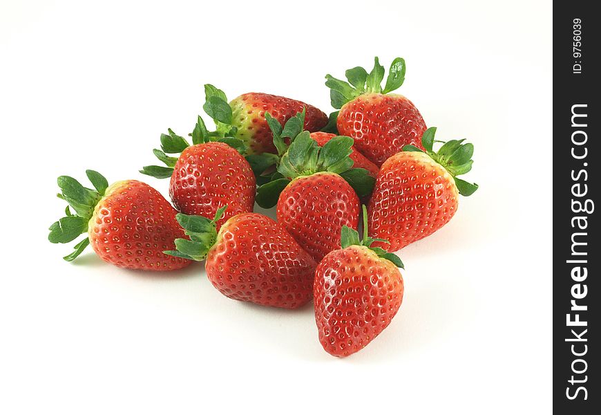 Strawberries on white isolated background.