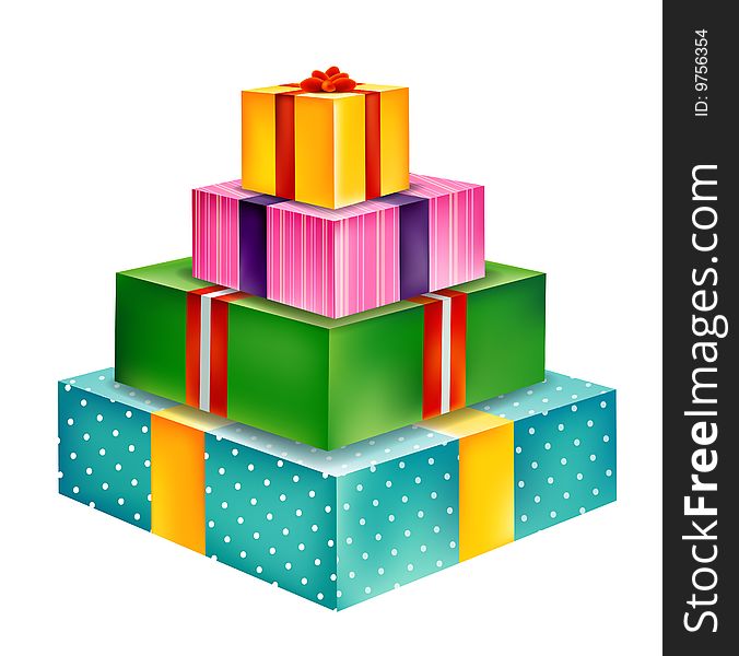 A pile of color gift box  on the backgroud