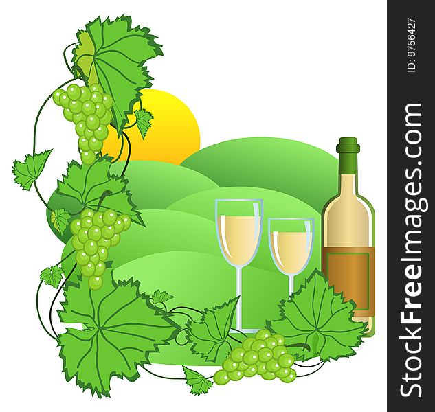 Clip-art of wine and vineyard