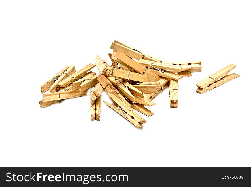 Photo of isolated clothespins on white