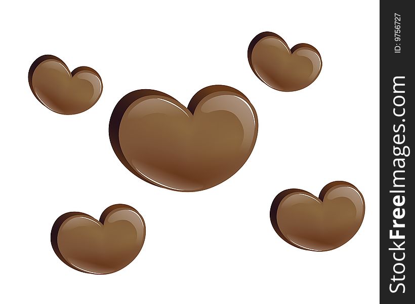 Chocolate heart on the white background