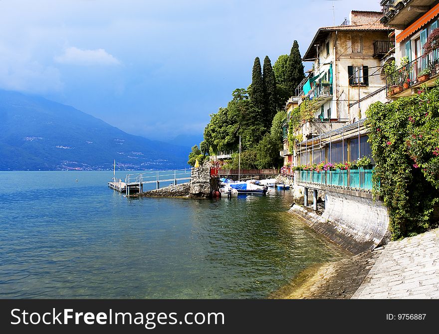 Country and boats on Lake Como. Country and boats on Lake Como