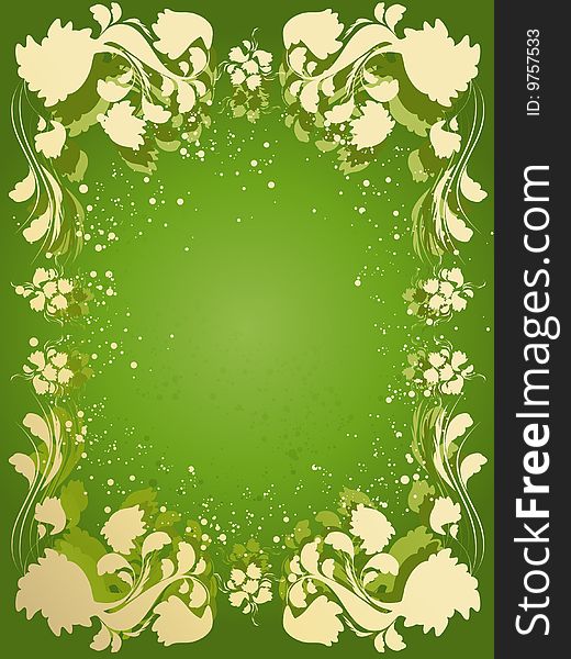 Vector background with floral frame. Vector background with floral frame